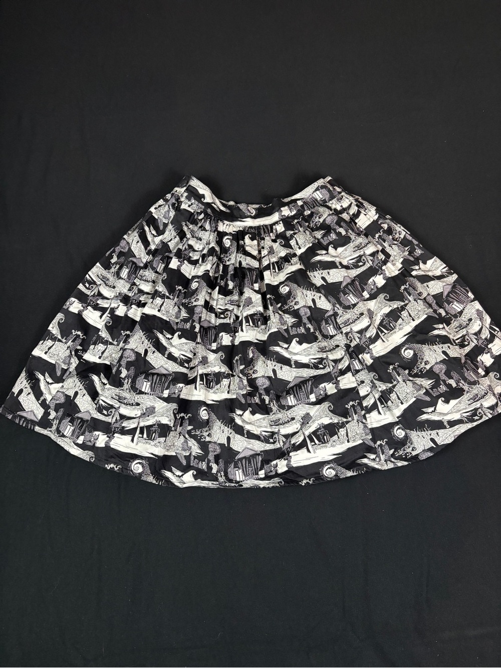 Disney Nightmare Before Christmas Black & White Printed A-Line Skirt
